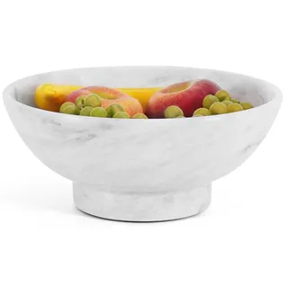 Obstschale aus Marmor, 25,4 cm, weiß, handgefertigt, dekorative Schale für Küchenarbeitsplatte und Heimdekoration, Servierschale für Obst, Snacks, Küchenutensilien