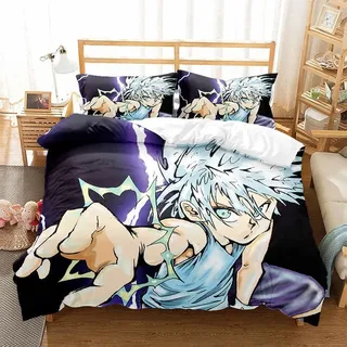 3tlg. Anime Hunter x Hunter 3D Druck Bettbezug Set Kinder Bettwäsche Kissenbezug - Killua Zoldyck T07 - 135 x 200cm
