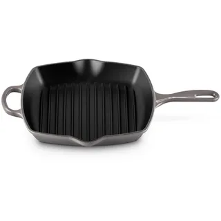 LE CREUSET Signature Gusseisen-Grillpfanne, Quadratisch, 26 cm, Für alle Herdarten inkl. Induktion geeignet, 2,86 kg,lint, 20183264440422, Flint
