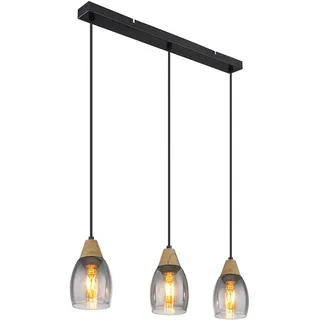 GLOBO Hängeleuchte Grau schwarz, Metall Kunststoff Glas 10x120 cm (4558507701)