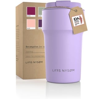 LARS NYSØM Thermo Kaffeebecher to go 500ml | Travel Mug 0,5 Liter mit Isolierung | Auslaufsicherer Edelstahl Thermobecher für Kaffee und Tee unterwegs | Teebecher (Lavender Purple, 500ml)