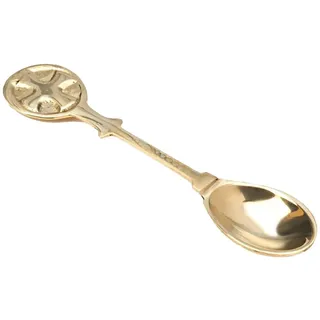 NKLaus 10cm Löffel für Weihrauch aus Messing gold massiv mit Gravur Weihrauchlöffel 2220