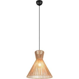 Reality Leuchten Pendelleuchte Rosalie R36191036, Metall Schwarz matt, Schirm Papier Braun, exkl. 1x E27