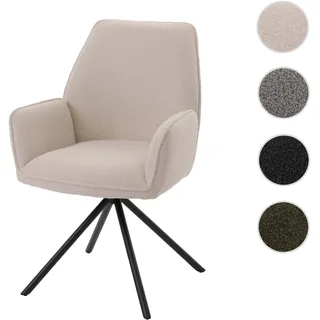 Mendler Einzelst�ck | Esszimmerstuhl HWC-G67, Küchenstuhl Stuhl Armlehne, drehbar Auto-Position, Stoff/Textil Bouclé Öko-Tex MVG ~ creme