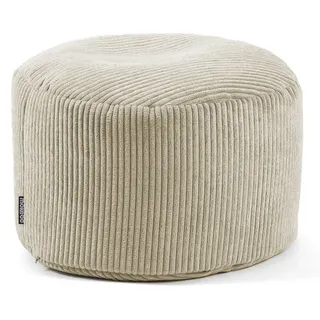 mokebo Pouf oder Sitzhocker aus Cord Der Faule Lenz Fußhocker, in Beige mit EPS-Perlen Füllung