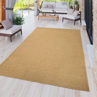 TT Home In-& Outdoorteppich Terrasse Küche Balkon Wetterbeständig Modern Unifarben Größe 120x160 cm - Gelb