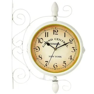 Gartenuhr, weiße metallene Wanduhr 35 x 28 cm - Weiß