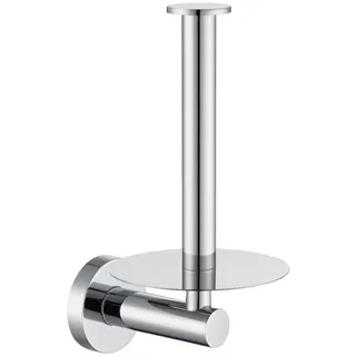 Aomasi Toilettenpapierhalter, vertikaler Toilettenpapierhalter aus Edelstahl, moderner Badezimmer-Chrom-Hänger mit runder Platte, stehender Stil, TP-Rollenaufbewahrung, Wandmontage