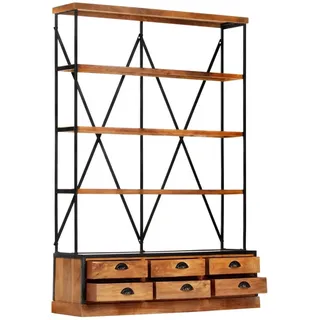 vidaXL Bücherregal 4 Ebenen 6 Schubladen 122×36×181 cm Massivholz