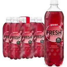 granini FRESH Kirsche (6 x 0,75l), Kirsch-Erfrischungsgetränk, mit Kohlensäure, echte Früchte, wenig Kalorien, ohne Süßungsmittel, vegan