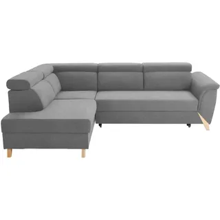 Stylife Ecksofa , Grau , Holz , Buche , vollmassiv , Ottomane links, L-Form , 265x200 cm , Stoffauswahl, seitenverkehrt erhältlich, Rücken echt , Wohnzimmer, Sofas & Couches, Wohnlandschaften, Ecksofas