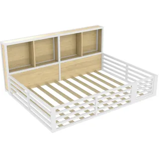 Oxeza Metallbett 140/200 cm Weiß mit Staufach , Metall , Mode , Rechteckig , 140x200 cm , Schlafzimmer, Betten, Metallbetten