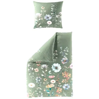 BIERBAUM Bettwäsche »5302« 2 Stk. tlg. Mako-Satin, 100 % Baumwolle, pflegeleicht, hochwertiger Digitaldruck, grün