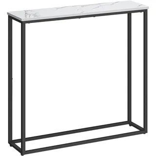 HOOBRO Schmaler Konsolentisch, 75 cm Beistelltisch, Flurtisch, Kleiner Ausstellungstisch, Sofatisch für kleinen Raum, für Eingang, Flur, Marmor Weiß EBM76XG01
