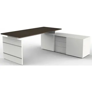 Komplettarbeitsplatz Form 4 mit Schreibtisch und Sideboard wenge - Weiß
