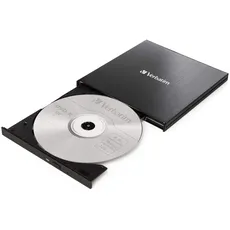 Verbatim Externer Slimline Blu-ray-Writer, USB 3.2 Gen 1 mit USB-C Anschluss, Ultra HD 4K Blu-ray-Player mit 5 x 25 GB Mdisc Bluray Rohlingen