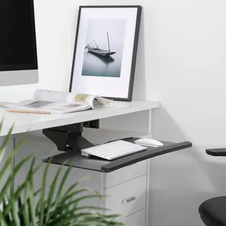 Ricoo Tastaturschublade - Unter Schreibtisch Ausziehbar Schwenkbar Neigbar Tastatureinschub PC Tastaturauszug Auflage CZ0200 Ergonomisch Universal Halterung Tischmontage Ablage