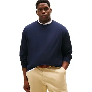 Tommy Hilfiger Herren Langarmshirt Stretch Slim Fit mit Rundhalsausschnitt, Blau (Desert Sky), 5XL