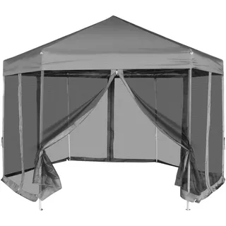 vidaXL Faltpavillon 3,1 x 3,6 m inkl. 6 Seitenteile Grau