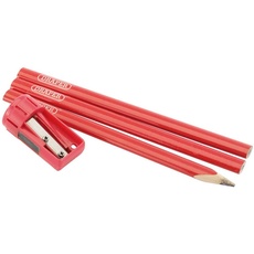 DRAPER cpsset Zimmermanns-Bleistift und Anspitzer Set, Rot
