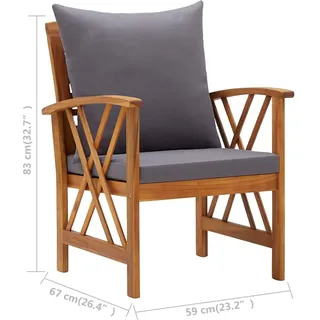 vidaXL Gartenstühle mit Kissen 59 x 67 x 83 cm braun 2 St.