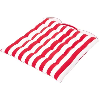 Homescapes Stuhlkissen 40/40/5 cm rot-weiß gestreift , Textil , Gestreift , Quadratisch , 40x5x40 cm , Oeko-Tex® , Heimtextilien, Wohntextilien, Sitzkissen