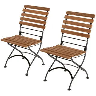 Butlers Gartenstuhl (2er Set) Parklife , Schwarz , Holz, Metall , 46x89x54 cm , Gartenmöbel, Gartensessel, Gartenstühle