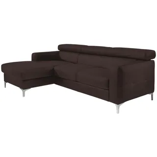 Livetastic Ecksofa , Dunkelbraun , Metall , Echtleder , Rindleder , Ottomane links, L-Form , 226x169 cm , Made in Eu , Armteil rechts, Armteil links, Rücken echt, seitenverkehrt erhältlich , Wohnzimmer, Sofas & Couches, Wohnlandschaften, Ecksofas