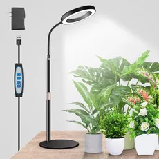 Garpsen wachsen Lichter für Indoor-Pflanzen, 80 LEDs Vollspektrum-Schreibtisch-Pflanzenlicht mit Timer für 6/12/16H, 5 dimmbare Stufen & flexible Schwanenhals wachsen Lampe mit Basis, höhenverstellbar