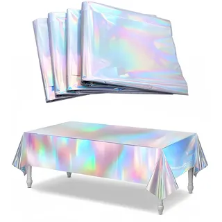 4 Stück Party Tischdecke, 137 × 274cm Geburtstag Tischdecke Bunt Glitzer Plastik Tischdecken Wasserdicht Tischfolie Farbig Plastiktischdecke für Party Dekoration Familientreffen Biertisch