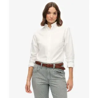Superdry für Damen. W4010565A Schmal geschnittenes Oxford-Hemd weiß (L), Lässig, Baumwolle, Langarm
