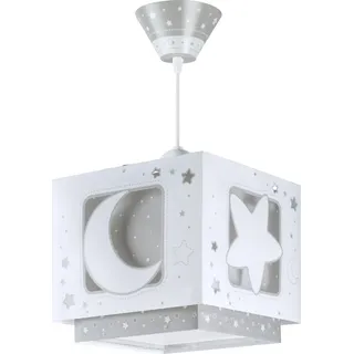 Dalber Lampe kinderzimmer, kinderlampe Pendelleuchte Hängelampe, Deckenleuchte Kinder, Deckenlampe kinderzimmer, Mond und Sterne Grau MoonLight, 63232E, E27
