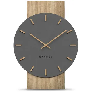 Cander Berlin MNU 2630 Z Wanduhr lautlos 41 cm ohne Tickgeräusche Wohnzimmer modern Vintage grau schwarz Holzzeiger