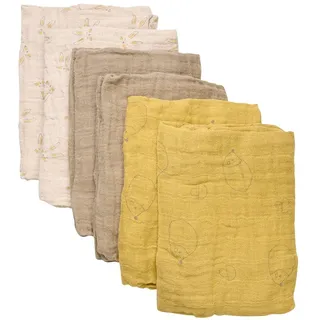 Pippi Organic Cloth 6 Pack 65x65 Cm Musselin - Rattan - One Size