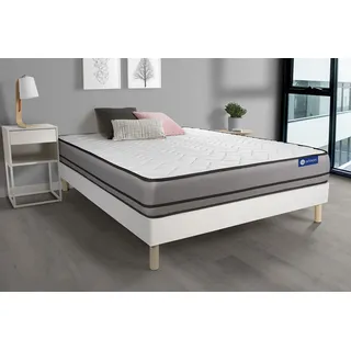 Actimemo night matratze 120 x 220cm + Bettgestell mit lattenrost , Härtegrad 5 , Memory-Schaum , Höhe : 20 cm - Weiß