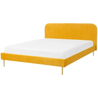 Beliani Polsterbett 160/200cm Gelb Flayat - Textil , 160x200 cm , Schlafzimmer, Betten, Polsterbetten