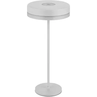 REV DISK Tischlampe kabellos, Nachttischlampe, Höhe 35cm, 200lm, 2W, Akku 4000mAh, IP54, weiß