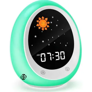 Kinderwecker mit Nachtlampe und Sichtschutz - Digitale Uhr für Kinder - Rot, Grün