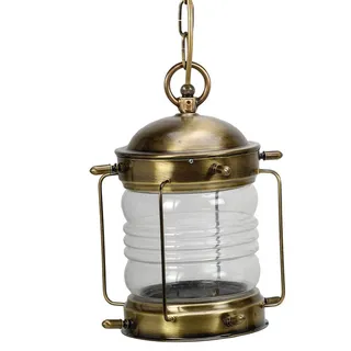 Hängeleuchte Messing Glas Maritim robust Ø26cm Außen Lampe Terrasse Balkon