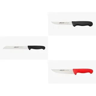 Arcos Profi Messer-Set Butcher & Bakery 2900-3-teilig: Fleischmesser, Brotmesser mit Wellenschliff und Ausbeinmesser - Ergonomischer Spritzguss-Griff, Edelstahl NITRUM, Für Gastronomie & Fleischer