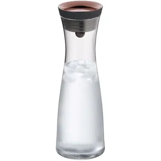 WMF Wasserkaraffe "Basic für Kalt- und Warmgetränke, Silikonrand, 1 l Fassungsvermögen" Close-Up-Verschluss ink. integriertem Sieb, spülmaschinengeeignet, kupferfarben, transparent