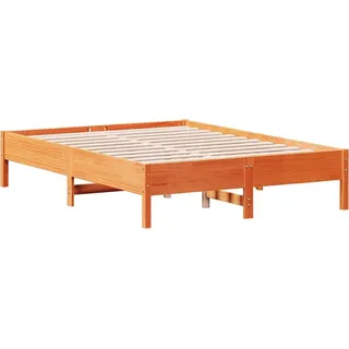 vidaXL Massivholzbett ohne Matratze Wachsbraun 140x190 cm Kiefernholz - Braun