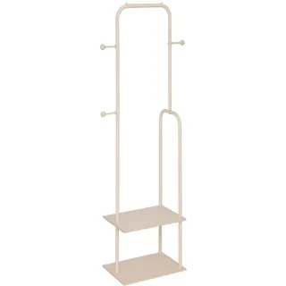 5 five simply smart 5Five – LINY Kleiderständer, beige, aus Metall und Holz – Einzelstange – 45 x 31 x 164 cm – Kleiderschrankorganisation, Kleideraccessoire