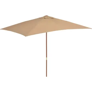 The Living Store Sonnenschirm mit Holz-Mast 200×300 cm Taupe - Taupe