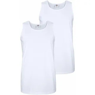 Tanktop FRUIT OF THE LOOM, Herren, Gr. XL (54), weiß (weiß, weiß), Single Jersey, Obermaterial: 100% Baumwolle, unifarben, schmal hüftbedeckend, Rundhals, Tops Tanktop, aus reiner Baumwolle