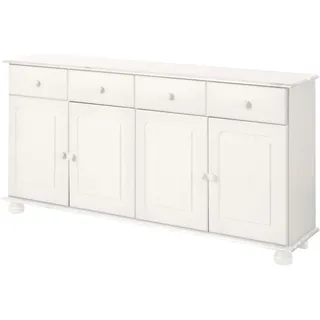 Mette Sideboard Kommode aus Massivem Kiefernholz, 156 cm Breit, Weiß, Landhaus-Stil