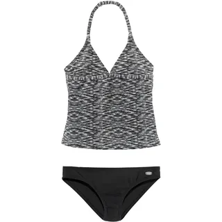 Tankini VENICE BEACH, Jungen, Gr. 134/140, N-Gr, schwarz-weiß (schwarz, weiß), Polyamid, Melange-Effekt, Bikini-Sets Tankini, verstellbare Träger, unifarbene Hose