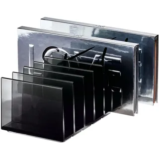 iDesign Make-up Organizer, Make-up Paletten Organizer mit 7 Fächern aus der Signature Series by Sarah Tanno, Kosmetik Aufbewahrung aus Kunststoff für Schmink-Paletten, Grau