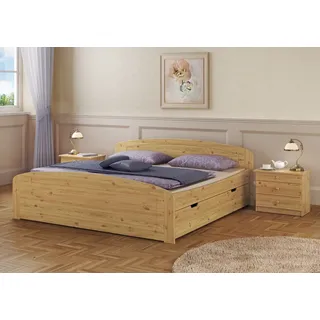 Funktions-Doppelbett Überlänge 200x220 Bettkasten Bettgestell Massiv Zubehör wählbar V-60.50-20-220ohne Zubehör - Naturbelassen