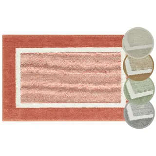 andiamo Badematte rutschfest Maui - Badezimmerteppich weich und flauschig - Duschvorleger für Badezimmer Badteppich rutschfest waschbar 50 x 80 cm Rostrot